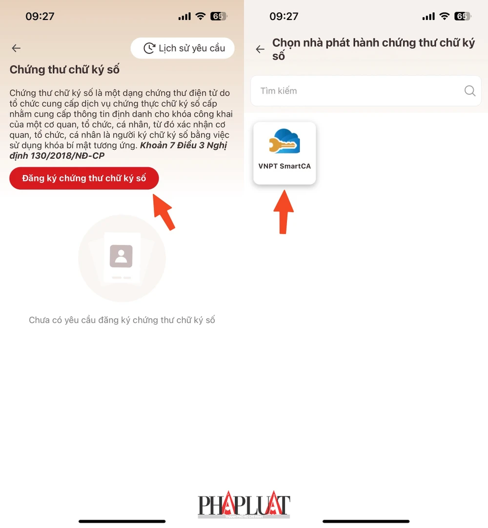 Đăng ký chữ ký số miễn phí trên ứng dụng VNeID. Ảnh: MINH HOÀNG