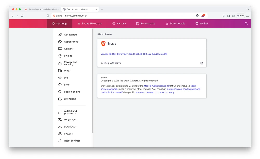 Trình duyệt bảo mật Brave cung cấp sự riêng tư, tốc độ tải trang nhanh. Ảnh: TIỂU MINH