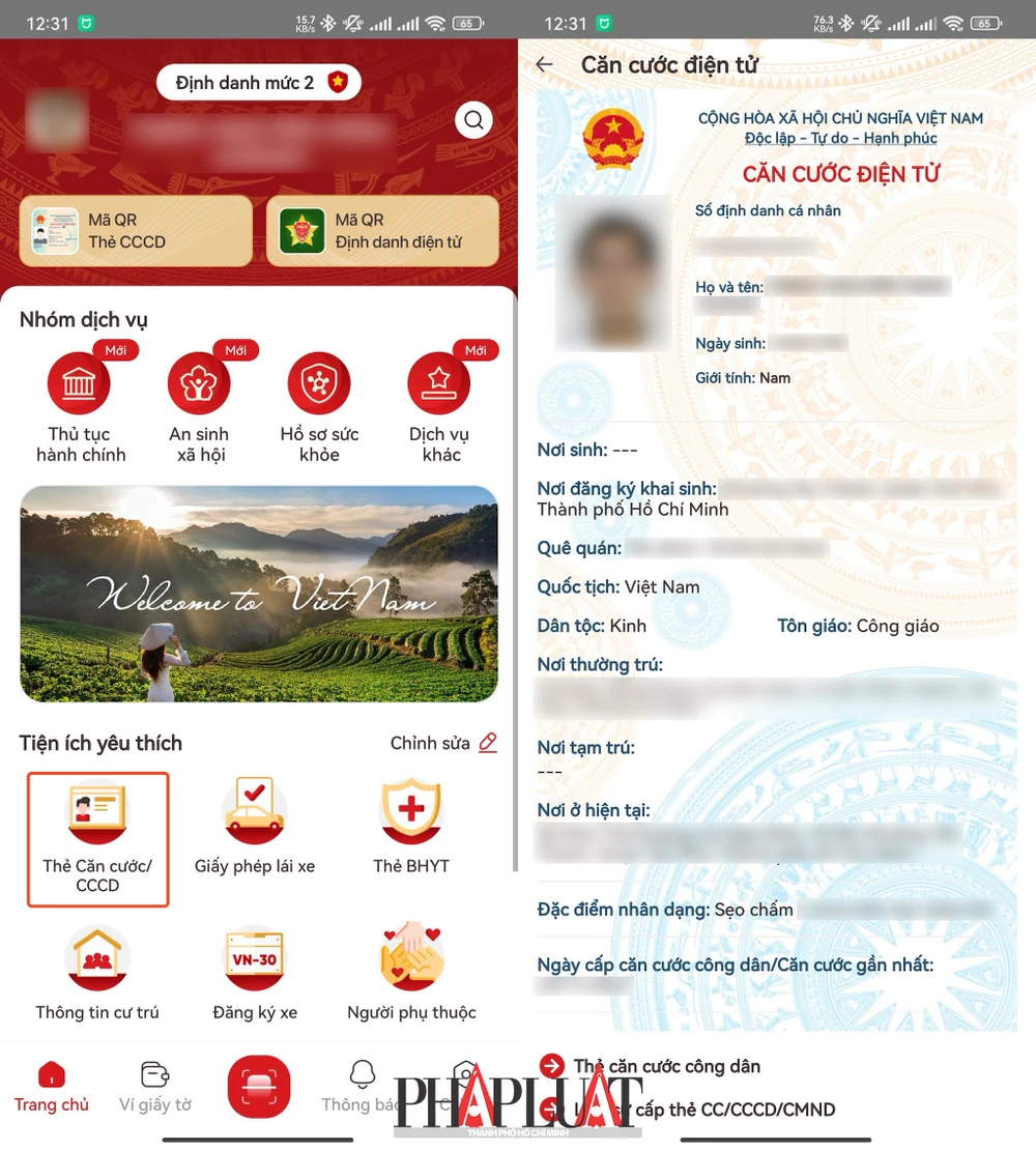 Xuất trình căn cước điện tử trên ứng dụng VNeID. Ảnh: MINH HOÀNG