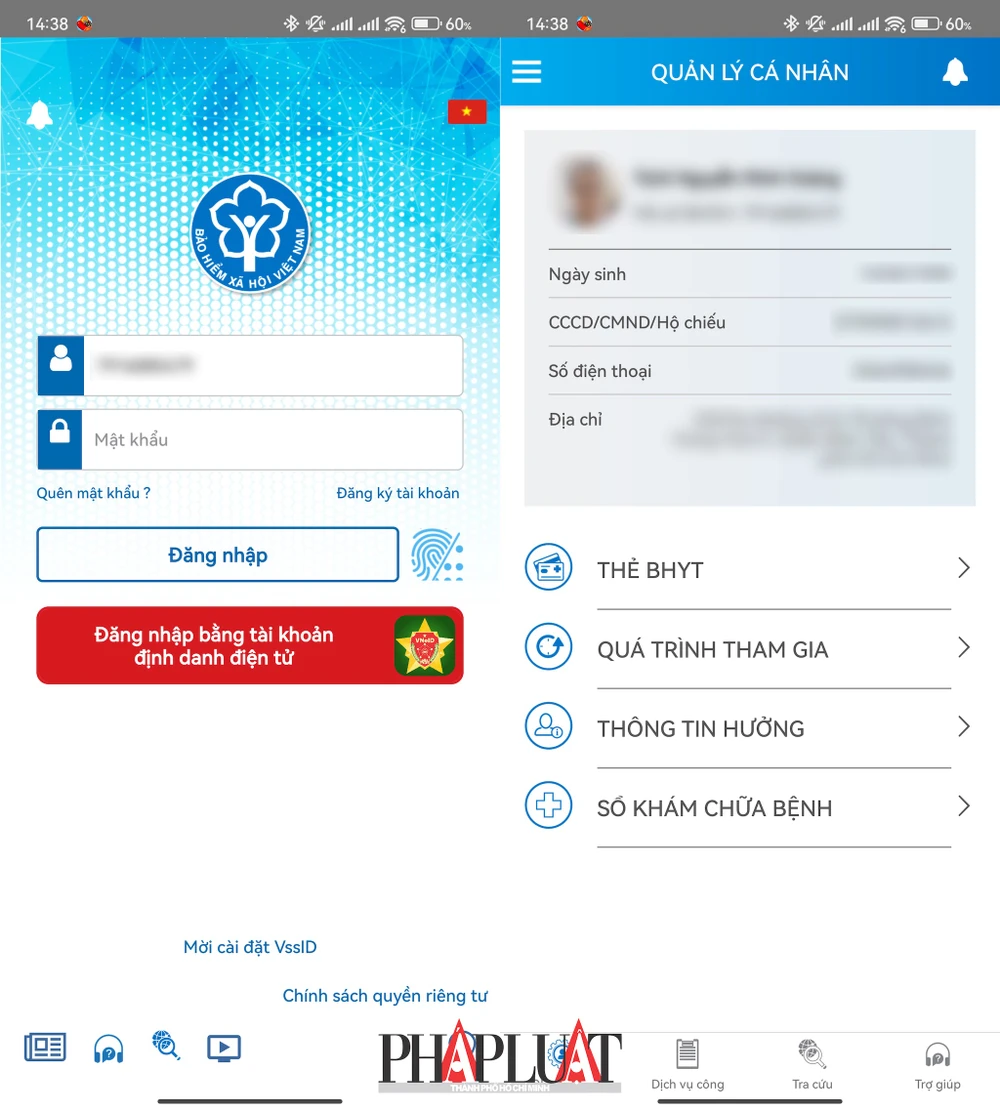 Đăng nhập ứng dụng VssID bằng thông tin tương ứng hoặc tài khoản VNeID. Ảnh: MINH HOÀNG