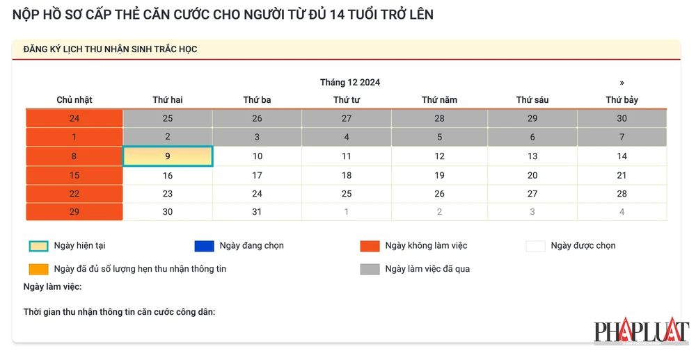 Chọn thời gian hoàn tất thủ tục làm thẻ căn cước. Ảnh: MINH HOÀNG