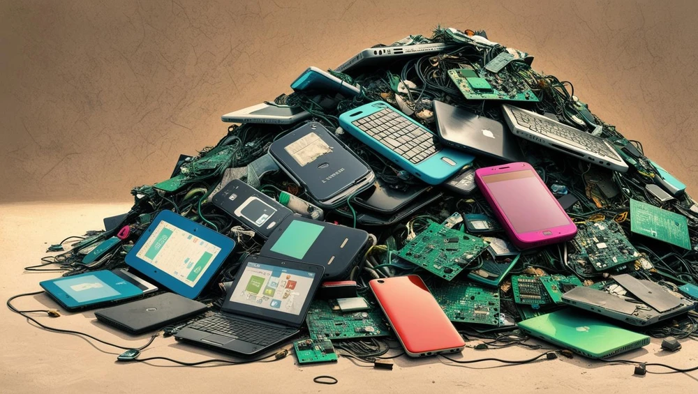 Thiết bị công nghệ không được tái chế đúng cách sẽ trở thành rác thải điện tử. Ảnh: TIỂU MINH/AI