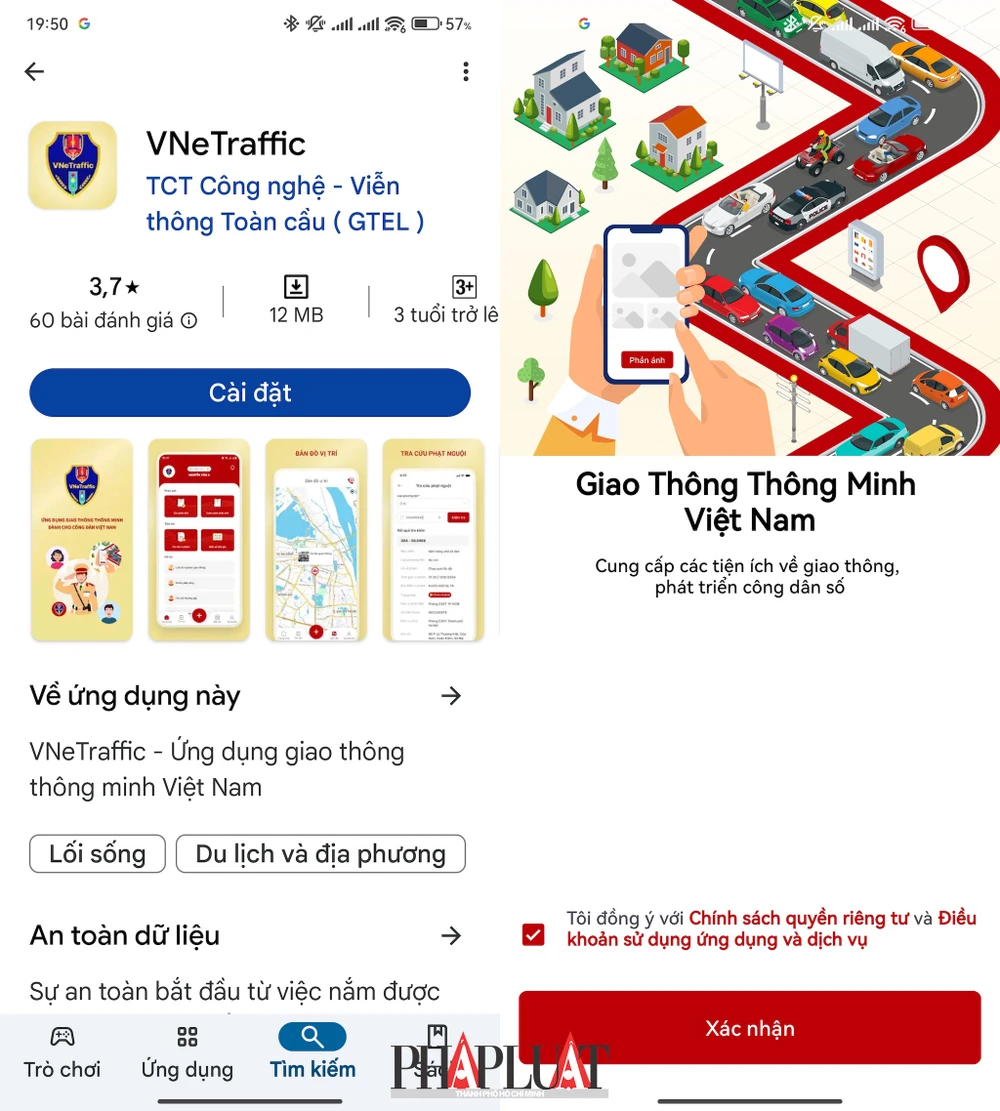 Bạn đọc chỉ cài đặt ứng dụng VNeTraffic thông qua Google Play (Android) hoặc App Store (iOS). Ảnh: TIỂU MINH