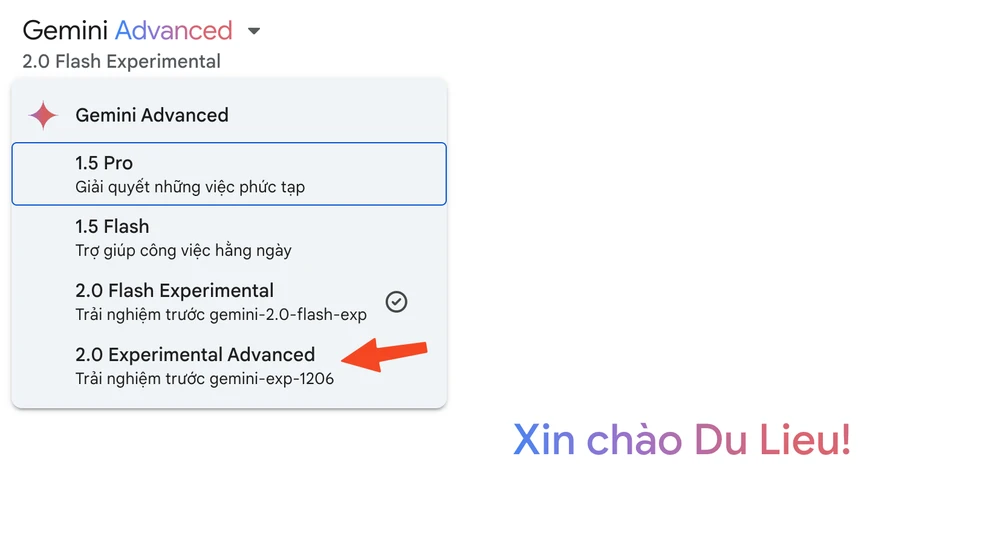 Tin công nghệ 18-12: Cách sử dụng Gemini 2.0 Experimental Advanced. Ảnh: TIỂU MINH