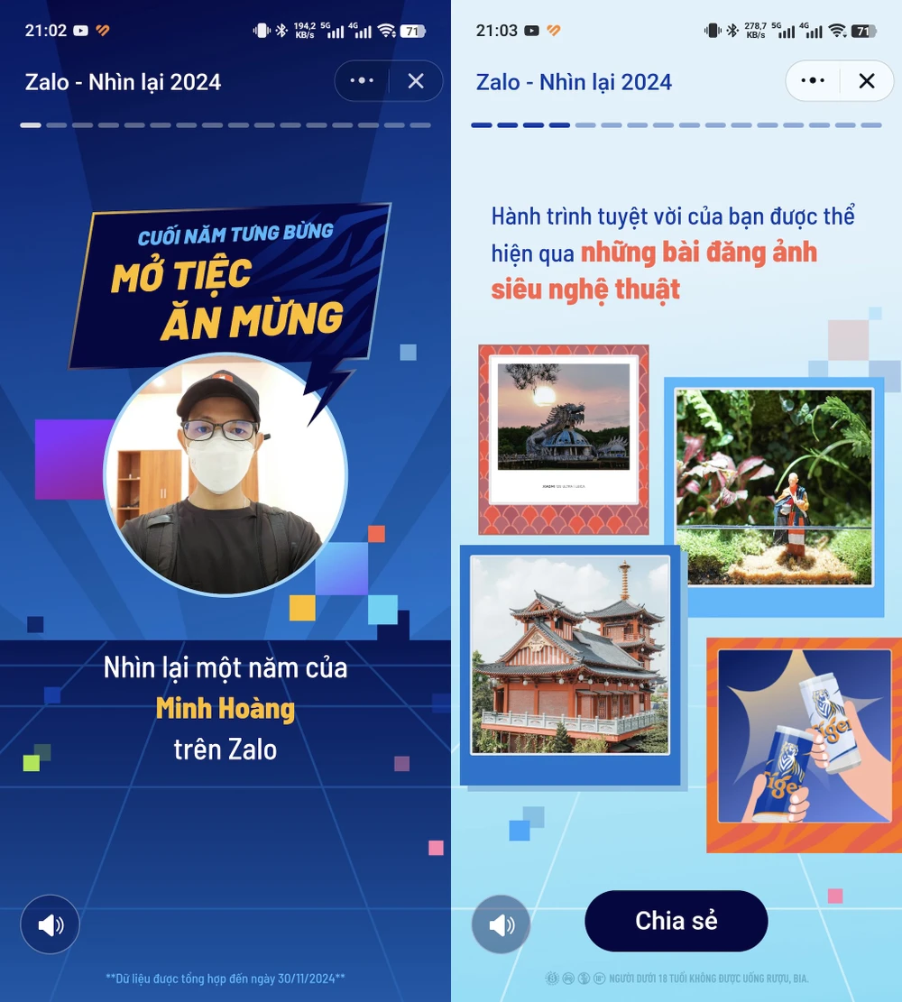 Cách sử dụng tính năng Nhìn lại 2024 trên Zalo. Ảnh: MINH HOÀNG
