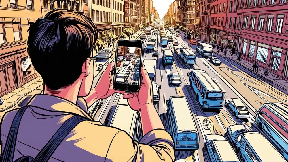 Cách cung cấp thông tin vi phạm giao thông bằng ứng dụng VNeTraffic. Ảnh: TIỂU MINH/Canva