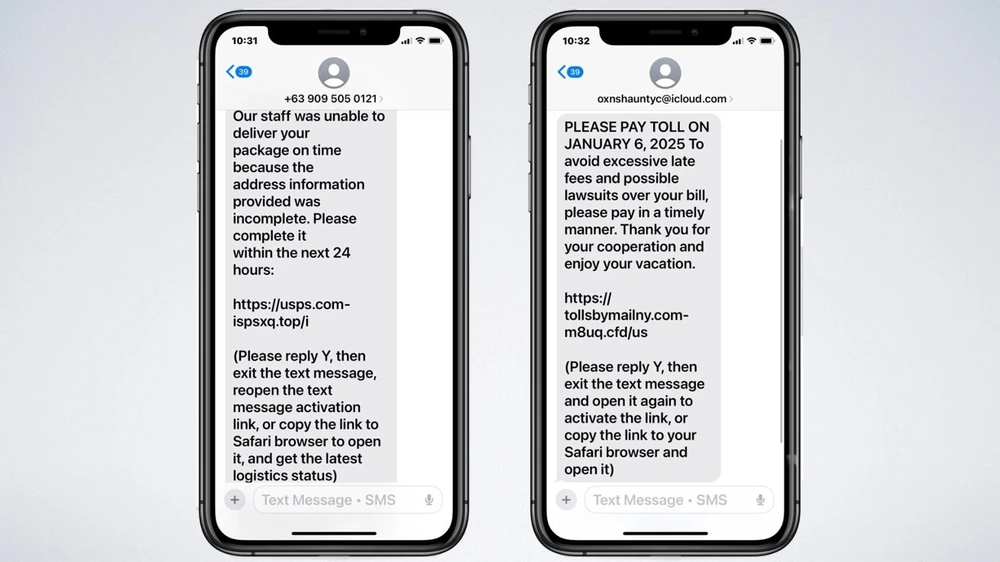 Ví dụ về chiêu trò lừa đảo qua tin nhắn. Ảnh: Bleeping Computer