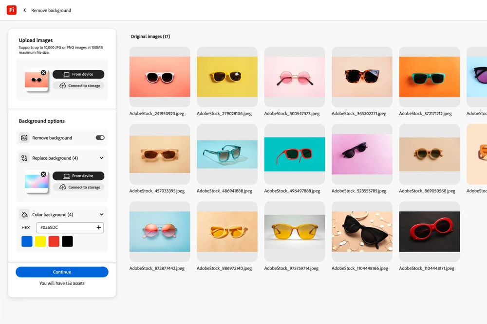 Công cụ AI Firefly Bulk Create hỗ trợ người dùng chỉnh sửa hình ảnh hàng loạt.
