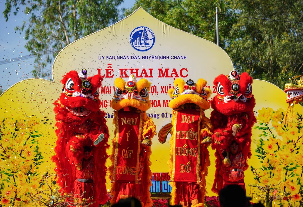 Lễ khai mạc Đường hoa mai vàng Bình Lợi 2025. Ảnh: MINH HOÀNG