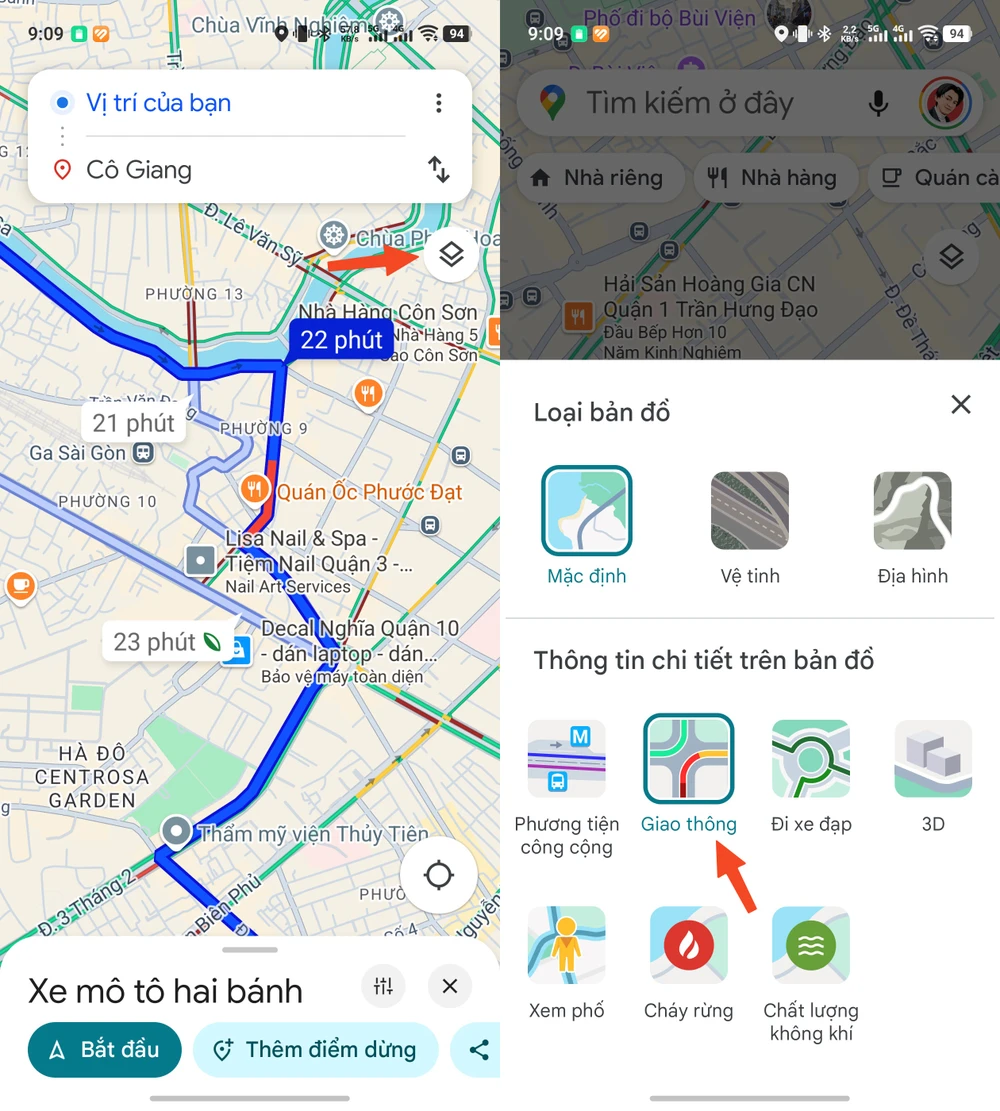 Cách né kẹt xe ngày Tết bằng ứng dụng Google Maps. Ảnh: MINH HOÀNG