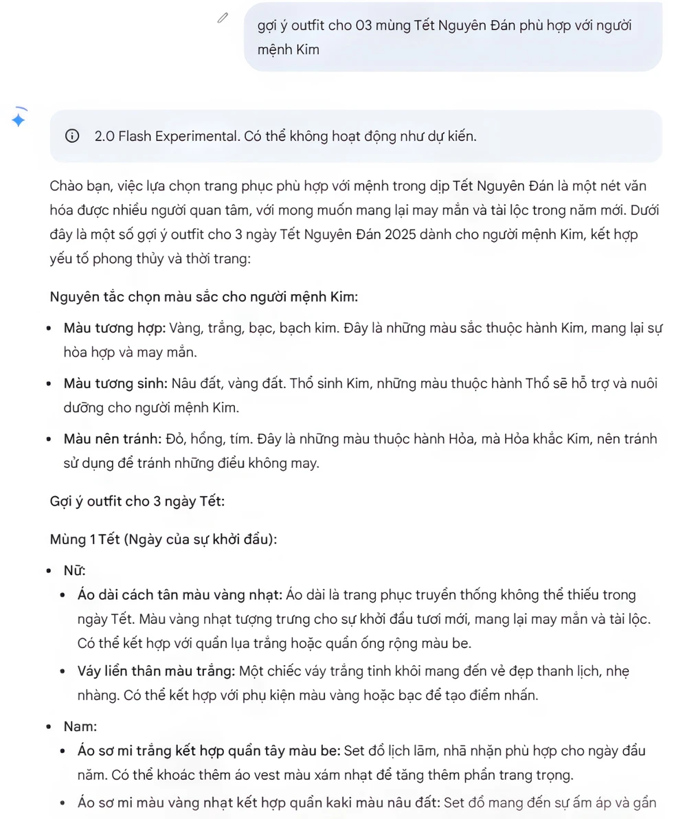Từ bí quyết chăm sóc bản thân đến cách chọn trang phục trưng diện ngày Tết Ất Tỵ, Gemini đều có thể đưa ra các gợi ý phù hợp.