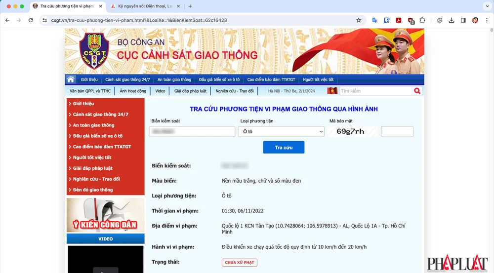 Một phương tiện bị phạt nguội lên đến 82 lần. Ảnh: MINH HOÀNG