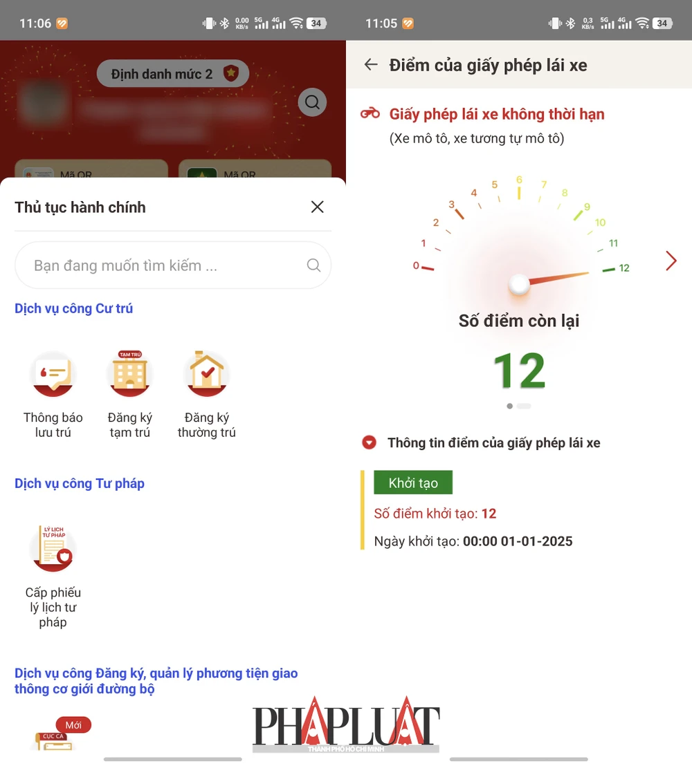 Ứng dụng VNeID được cải tiến một số tính năng và cách hiển thị điểm GPLX. Ảnh: MINH HOÀNG