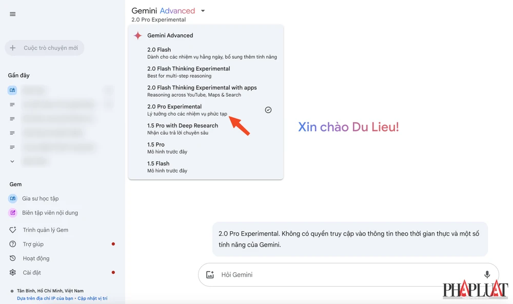 Google Gemini 2.0 Flash và Pro hiện đã có sẵn để người dùng trải nghiệm. Ảnh: TIỂU MINH