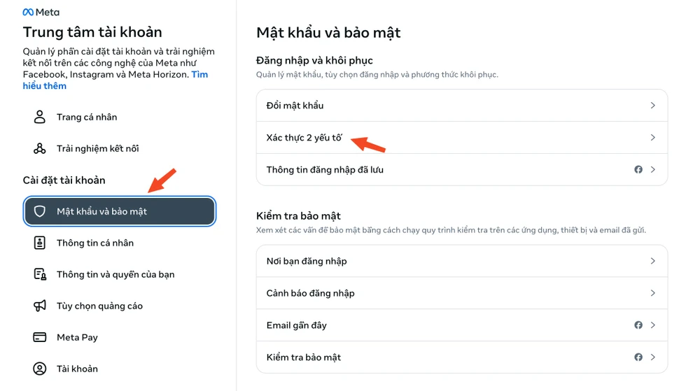 Bật xác thực hai yếu tố trên Facebook để bảo vệ tài khoản tốt hơn. Ảnh: MINH HOÀNG
