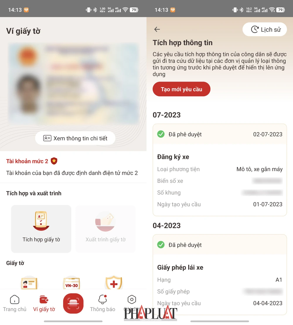 Tích hợp GPLX vào VNeID. Ảnh: MINH HOÀNG