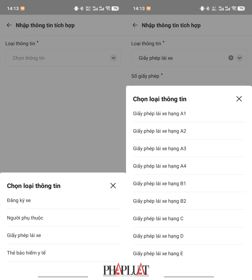 Gửi yêu cầu tích hợp GPLX. Ảnh: MINH HOÀNG