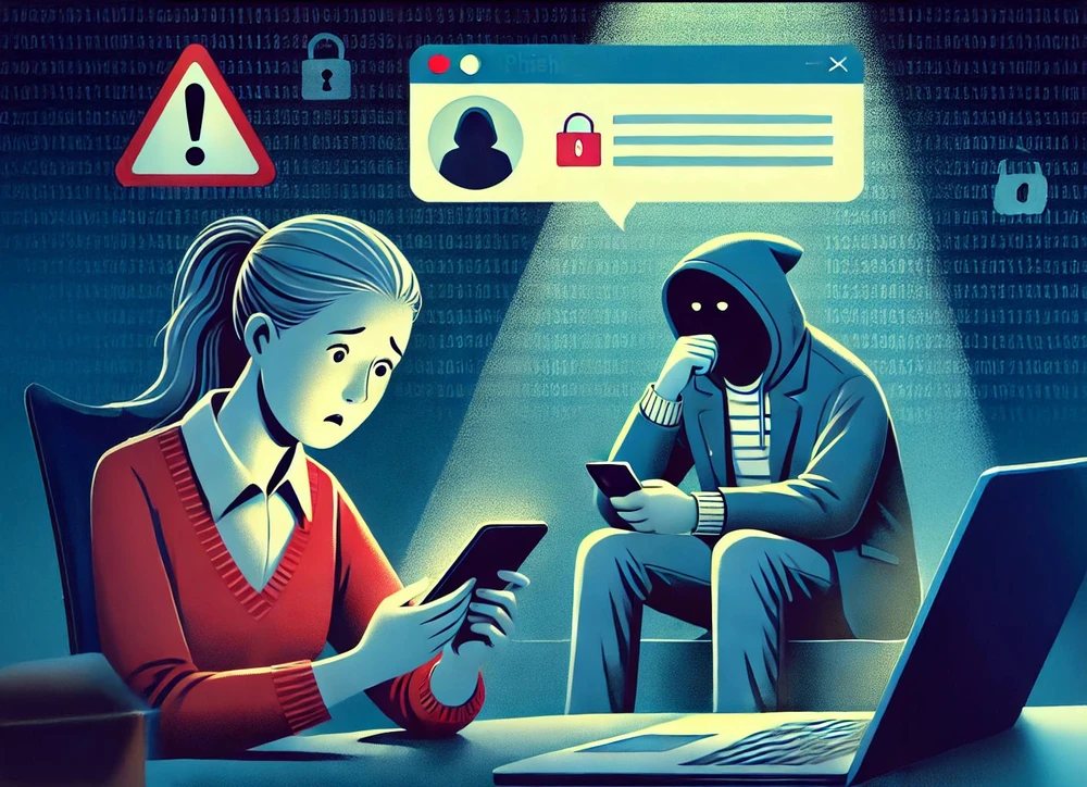 Kẻ gian giả mạo giáo viên, lừa đảo các bậc phụ huynh với chiêu trò hoàn tiền học phí. Ảnh minh họa: AI