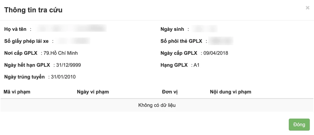 Tra cứu GPLX và lỗi vi phạm giao thông (nếu có). Ảnh: MINH HOÀNG