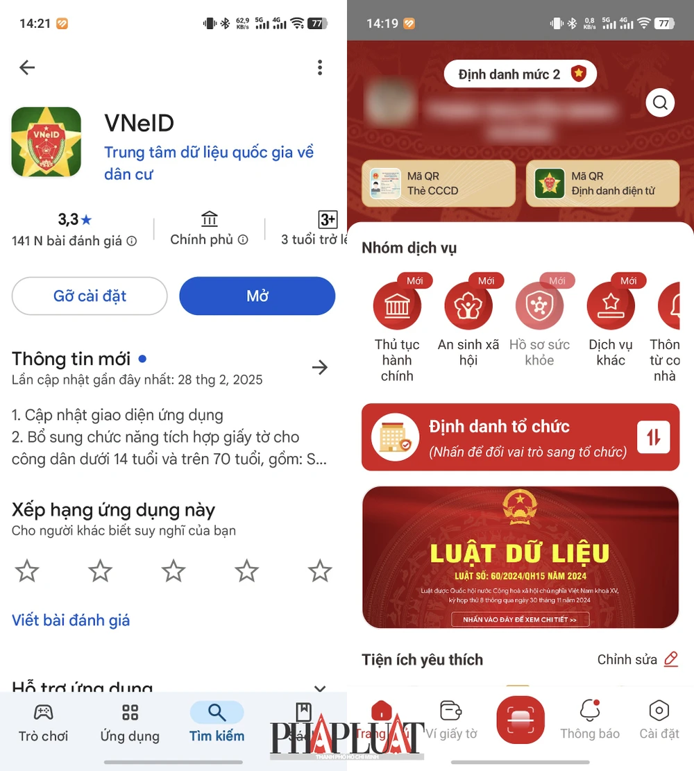 Cập nhật ứng dụng VNeID lên phiên bản mới nhất. Ảnh: MINH HOÀNG