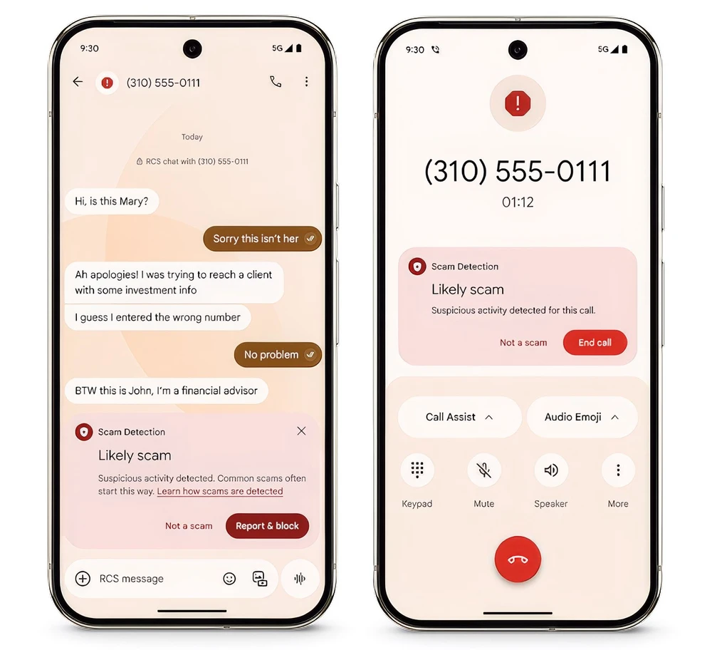 Tính năng AI mới của Google giúp phát hiện tin nhắn và cuộc gọi lừa đảo. Ảnh: Google