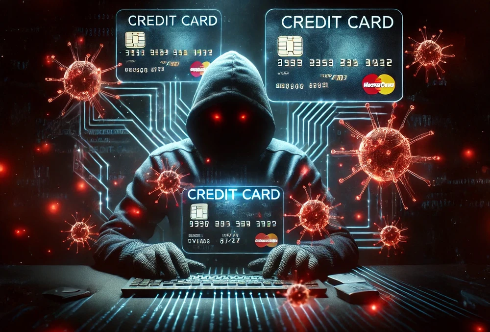 Phần mềm độc hại Infostealer khiến nhiều người bị lộ thông tin thẻ ngân hàng. Ảnh: AI