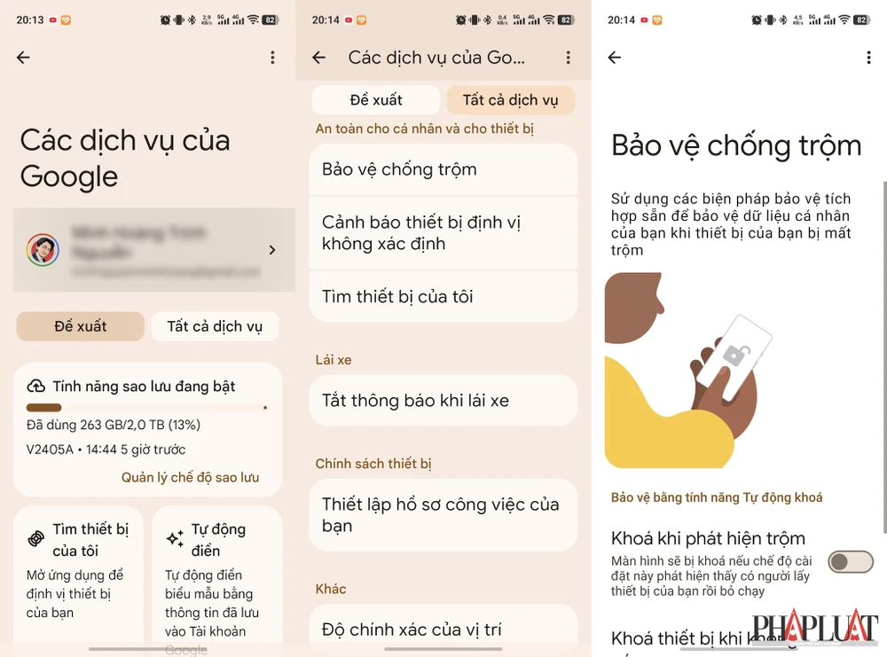 Bật tính năng bảo vệ trộm cắp trên điện thoại Android. Ảnh: MINH HOÀNG