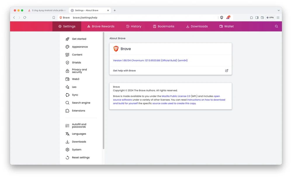 Trình duyệt bảo mật Brave cung cấp sự riêng tư, tốc độ tải trang nhanh. Ảnh: TIỂU MINH