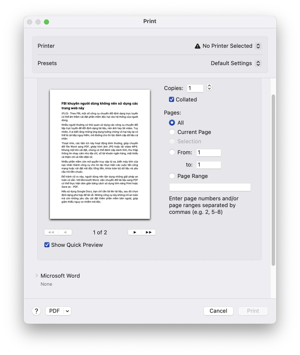 Cách đơn giản để chuyển file Word thành PDF. Ảnh: TIỂU MINH