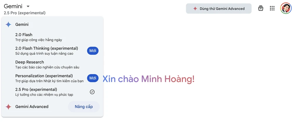 Cách sử dụng Gemini 2.5 Pro miễn phí. Ảnh: MINH HOÀNG