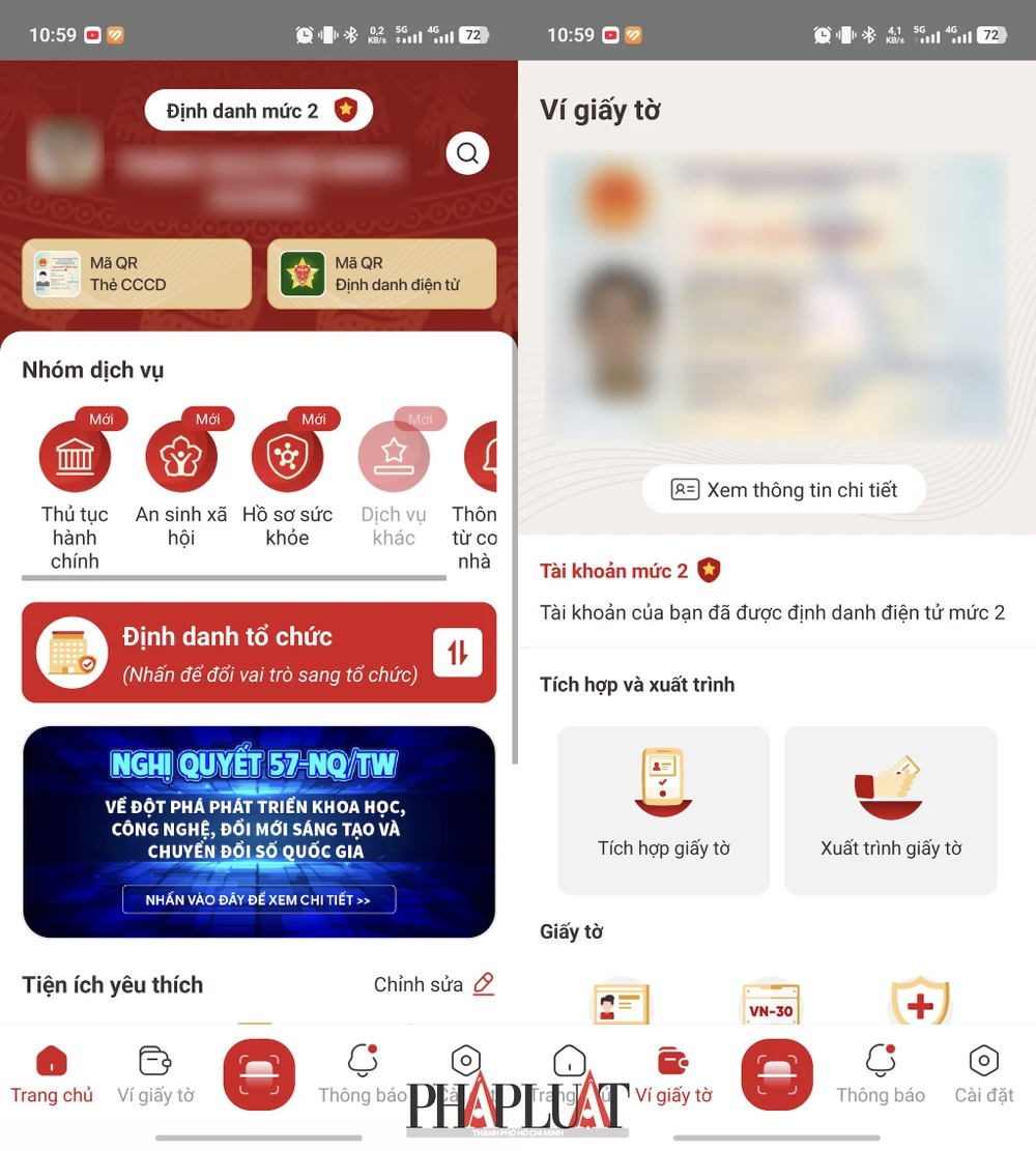 Đăng nhập vào ứng dụng VNeID. Ảnh: MINH HOÀNG