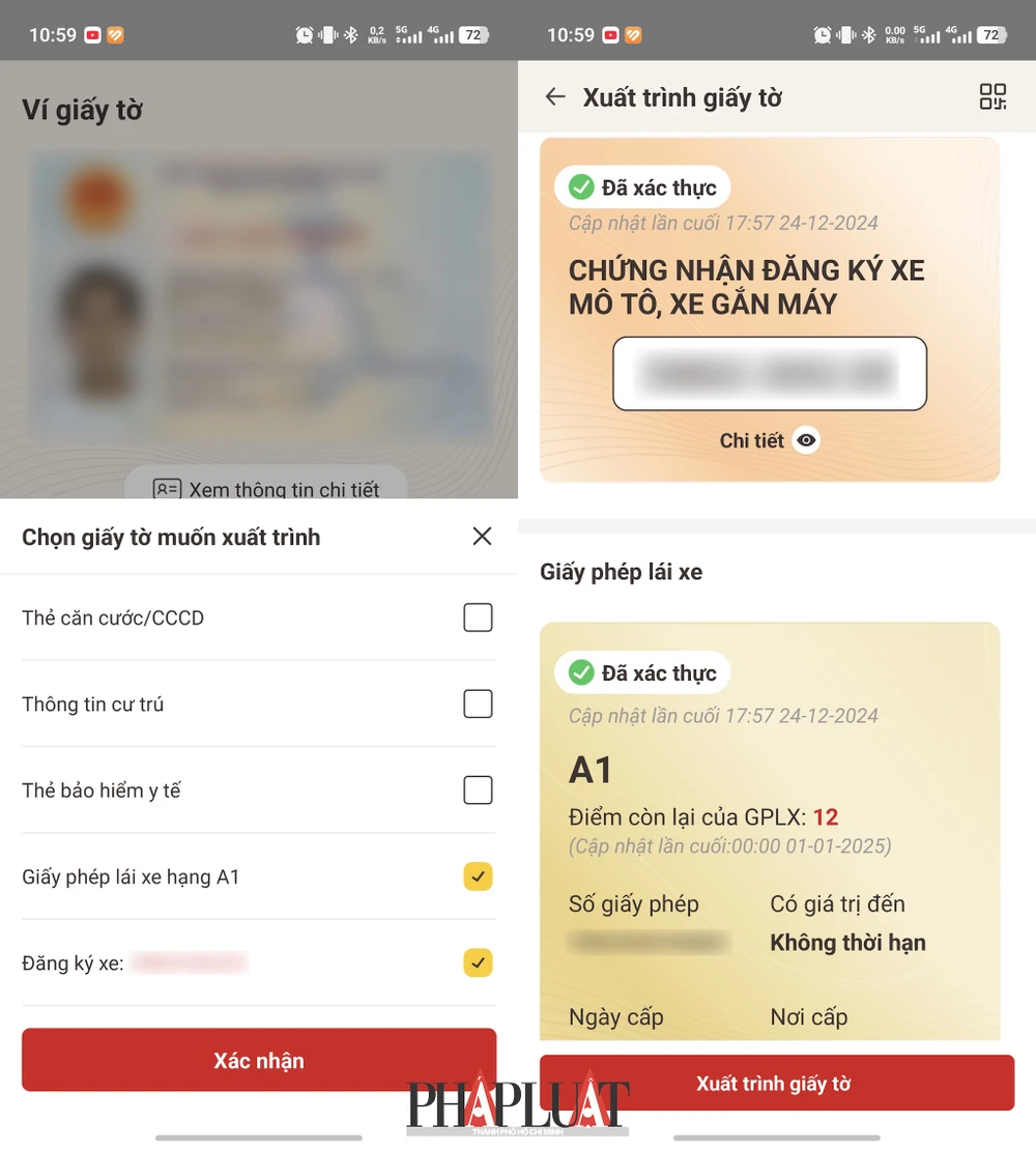 Cách xuất trình GPLX trên ứng dụng VNeID. Ảnh: MINH HOÀNG