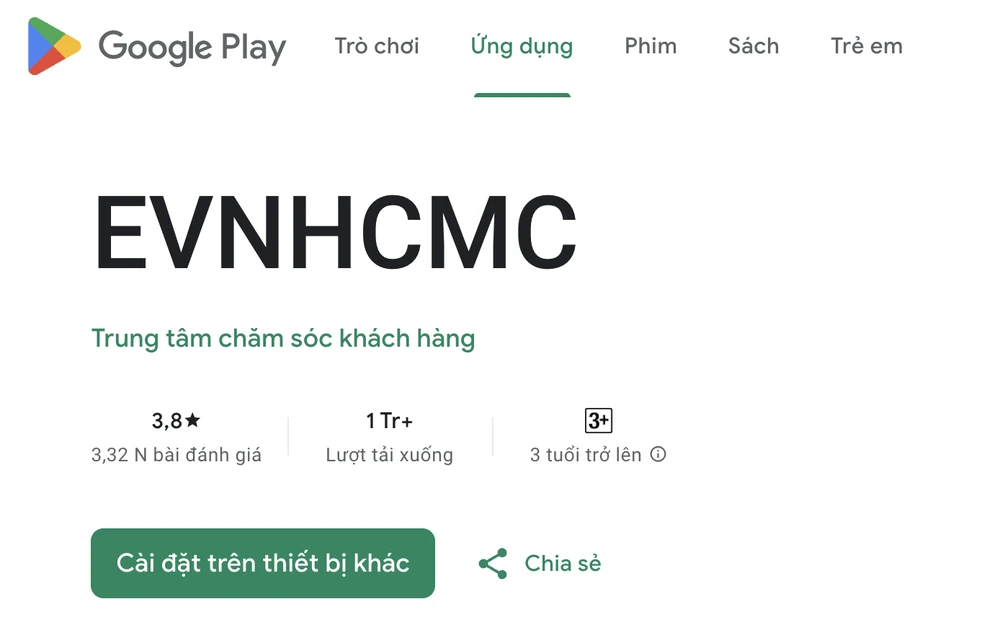 Cài đặt ứng dụng của Tổng công ty Điện lực TP.HCM. Ảnh: MINH HOÀNG