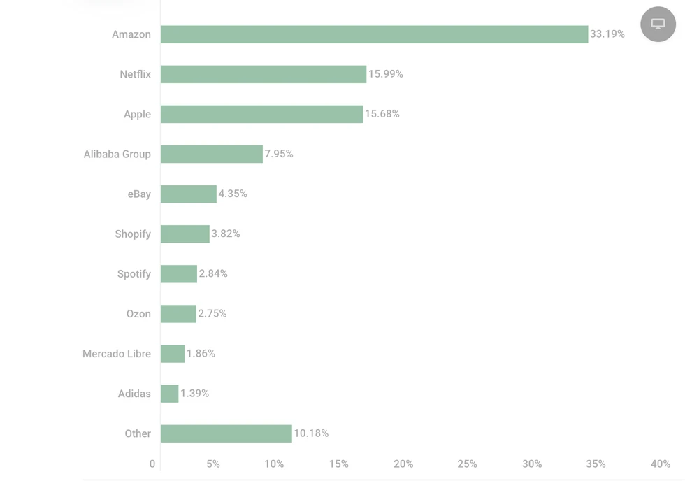 TOP 10 thương hiệu mua sắm trực tuyến bị các trang lừa đảo và lừa đảo giả mạo, 2024. Ảnh: Kaspersky