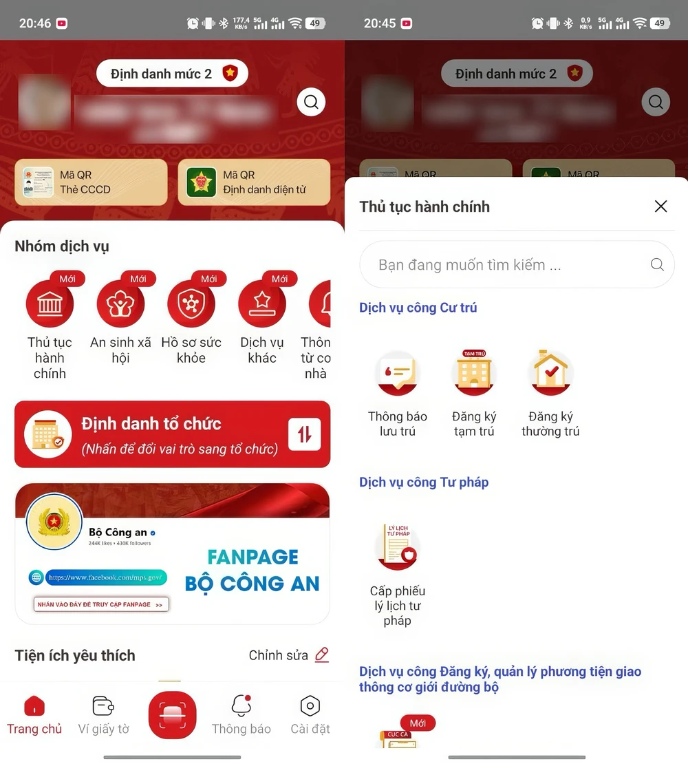 Chọn thủ tục Đăng ký thường trú trên ứng dụng VNeID. Ảnh: MINH HOÀNG