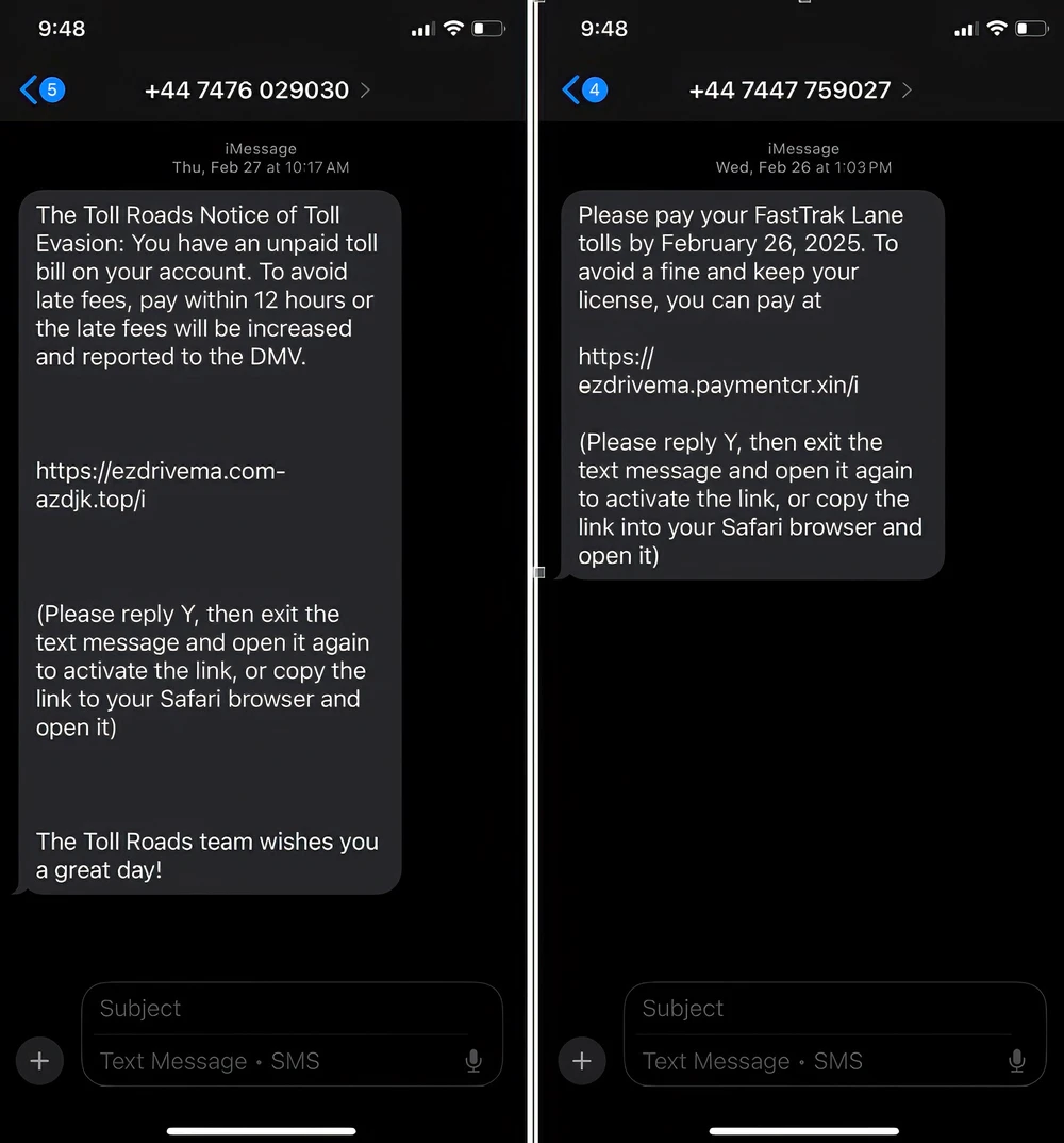 Tin nhắn lừa đảo người dùng nên xóa ngay lập tức. Ảnh: Resecurity