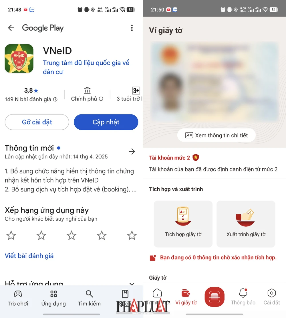 Cài đặt ứng dụng VNeID mới nhất trên điện thoại. Ảnh: MINH HOÀNG
