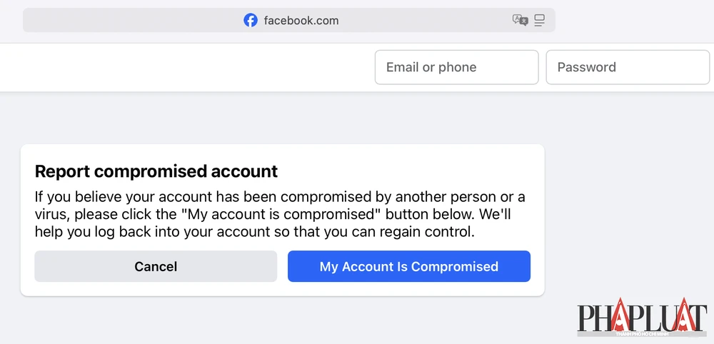 Báo cáo tài khoản bị hack. Ảnh: MINH HOÀNG