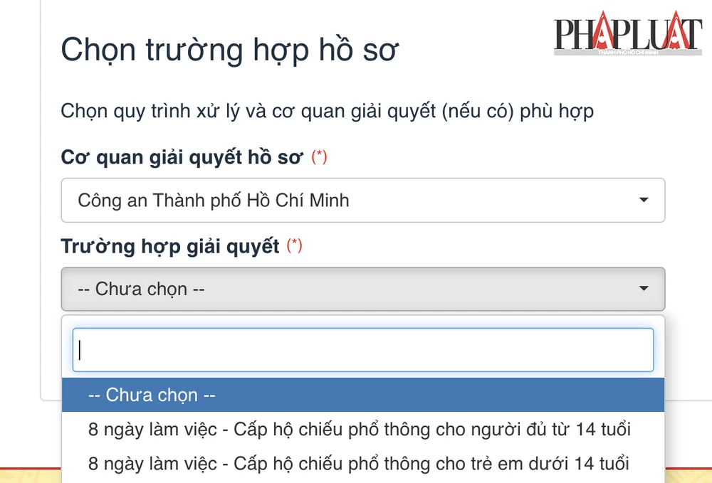 Chọn trường hợp giải quyết. Ảnh: MINH HOÀNG