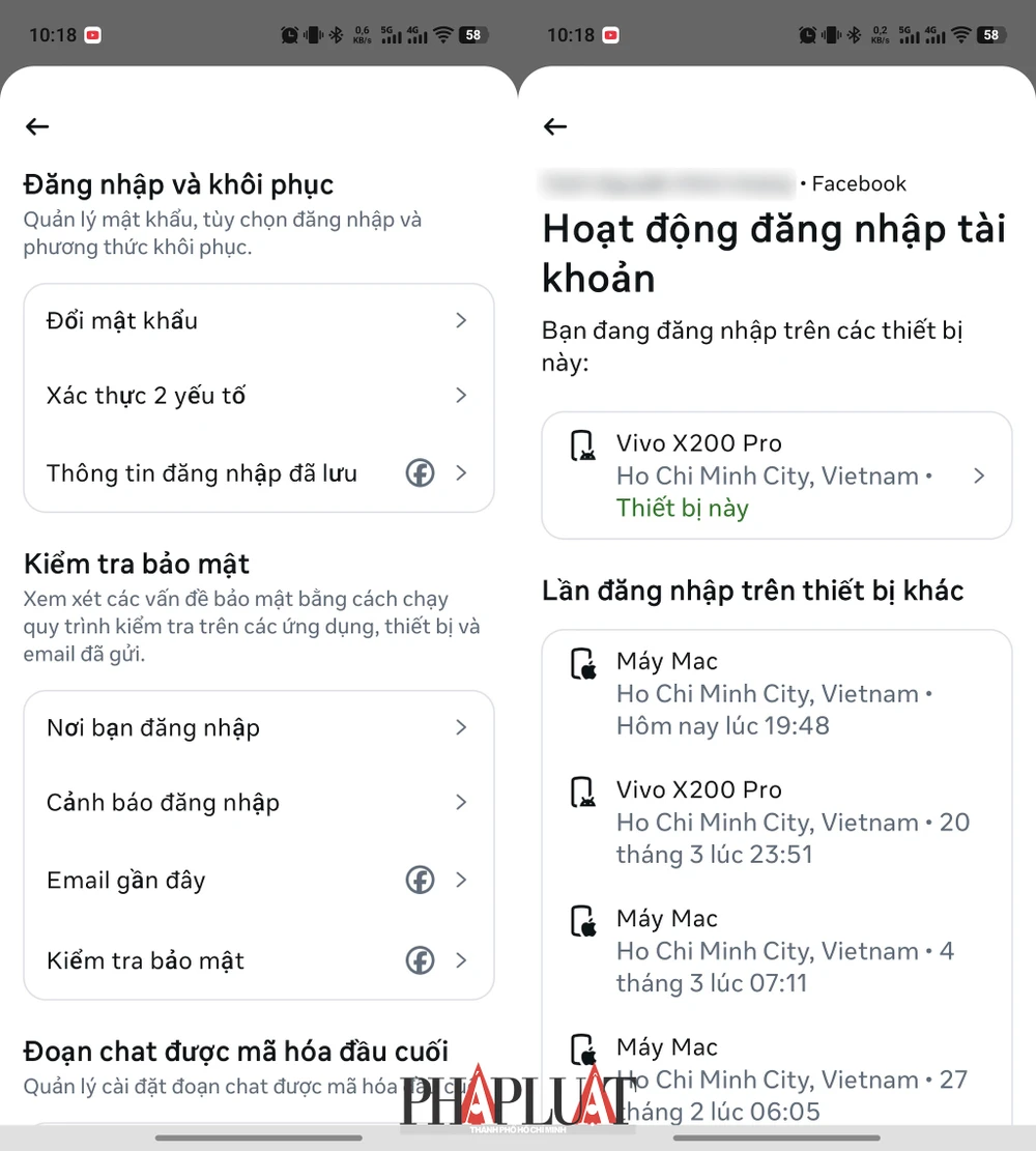 Đăng xuất tất cả các thiết bị đang sử dụng tài khoản mạng xã hội. Ảnh: MINH HOÀNG