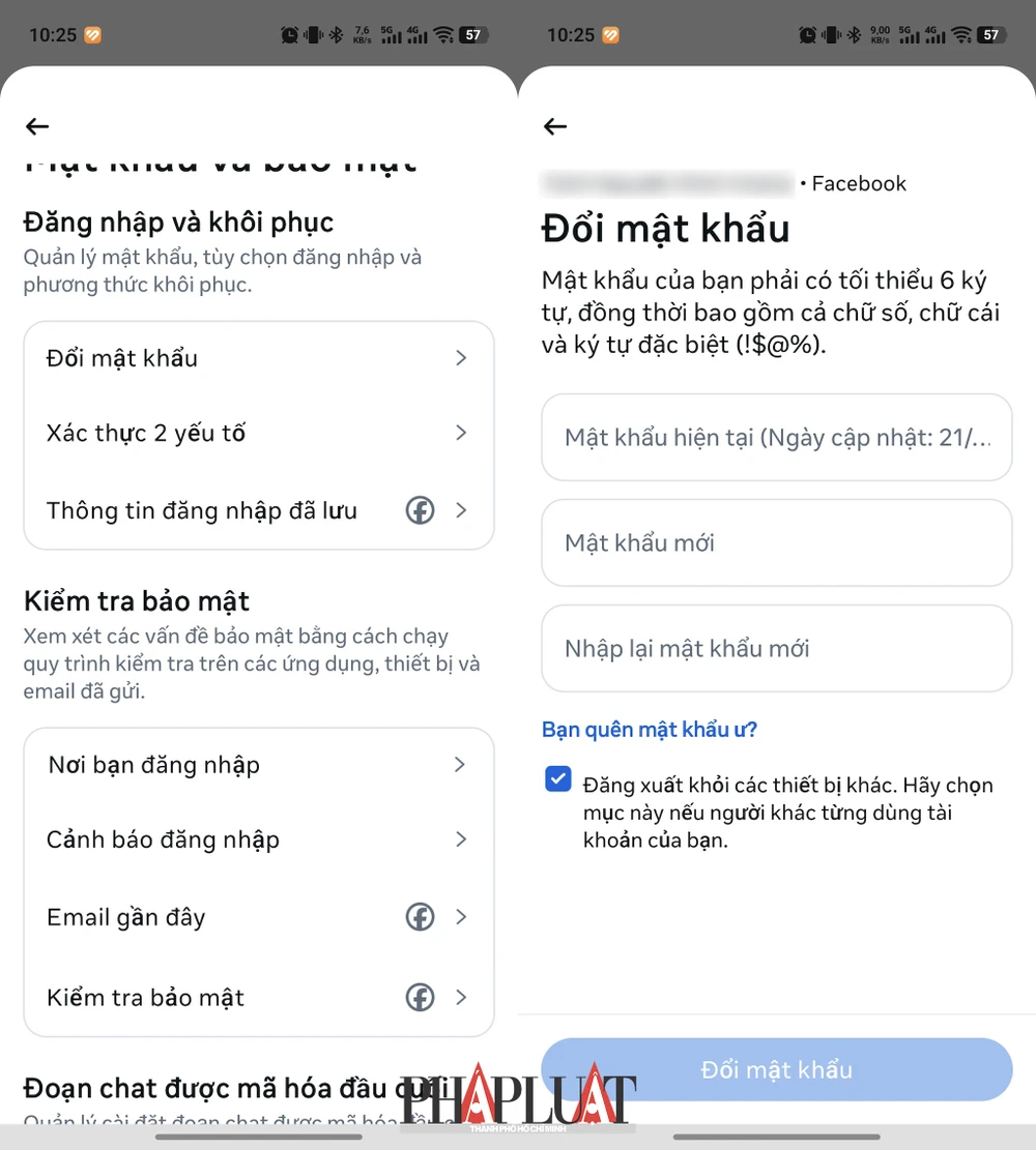 Đổi mật khẩu tài khoản sau khi đăng xuất toàn bộ thiết bị. Ảnh: MINH HOÀNG