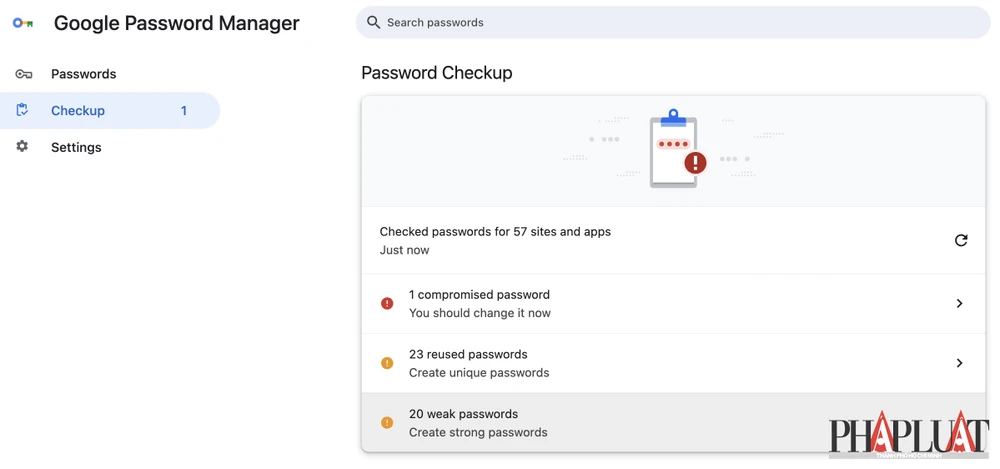 Kiểm tra mật khẩu bị rò rỉ hay không. Ảnh: MINH HOÀNG
