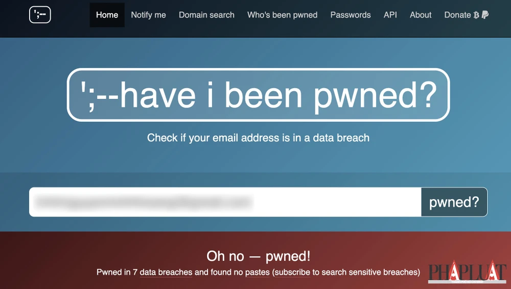 Kiểm tra email có bị rò rỉ hay không. Ảnh: MINH HOÀNG