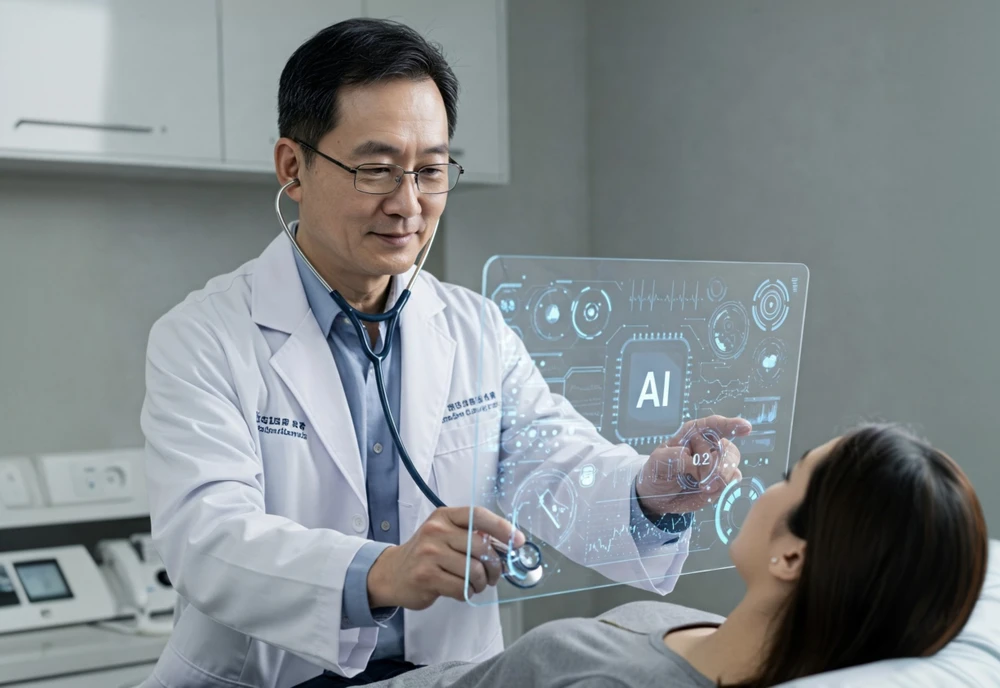 Bác sĩ sẽ không mất việc, thay vào đó họ sẽ tận dụng AGI để cải thiện việc chăm sóc y tế. Ảnh: AI