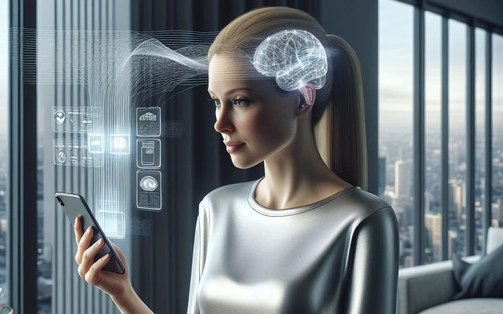 Apple sẽ cho phép người dùng điều khiển iPhone bằng tín hiệu não. Ảnh minh họa: AI