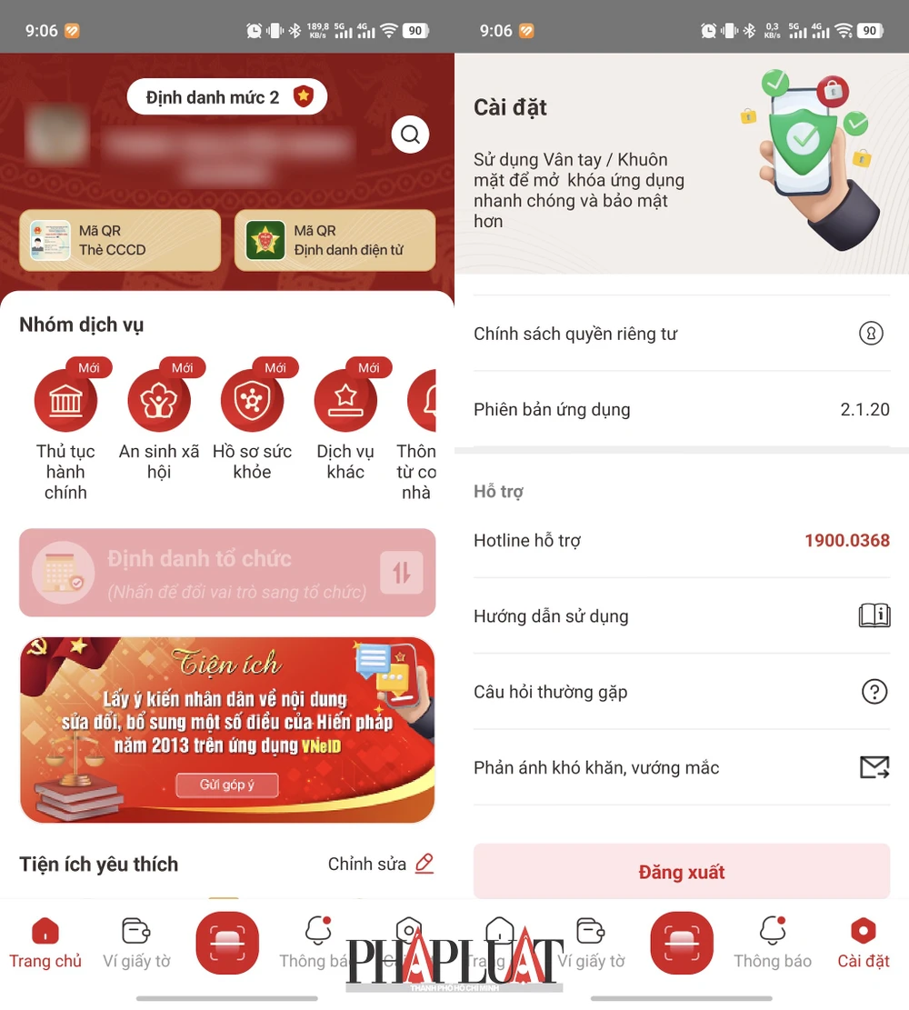 Cập nhật và đăng nhập ứng dụng VNeID. Ảnh: MINH HOÀNG