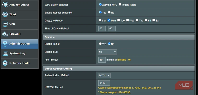 Kiểm tra SSH trên router WiFi Asus. Ảnh: Makeuseof
