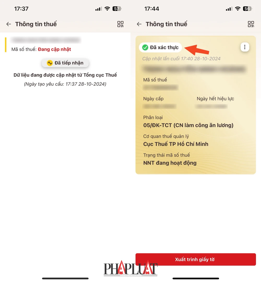 Cách tích hợp mã số thuế vào ứng dụng VNeID. Ảnh: MINH HOÀNG