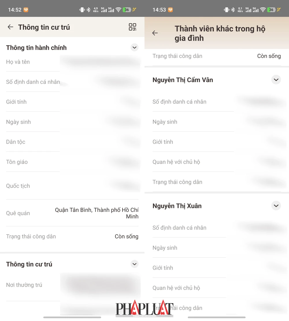 Xem thông tin cư trú trên ứng dụng VNeID. Ảnh: MINH HOÀNG