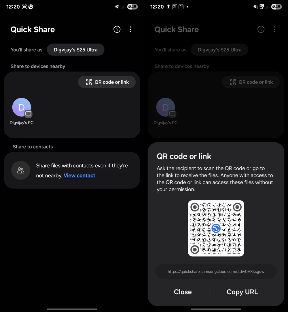 Chia sẻ dữ liệu nhanh hơn bằng Quick Share. Ảnh: Digvijay Kumar
